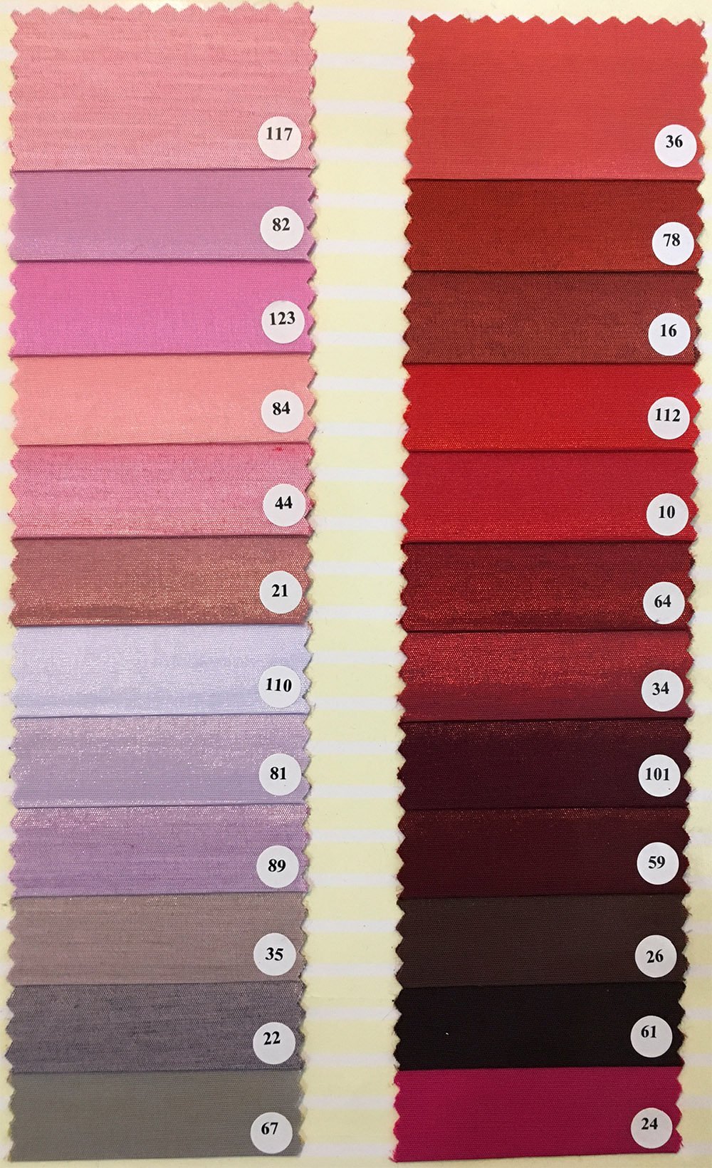 Raw Silk Colour Chart