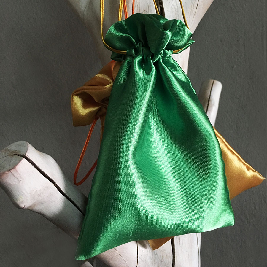 Golden Satin Drawstring Gift Bags For Chinese Lunar new Year