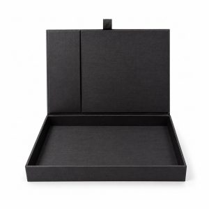Black Hinged Lid Invitation Box with Pocket