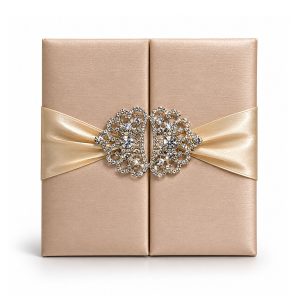 Blush Pink Dupioni Silk Luxury Gatefold Invitation Folder