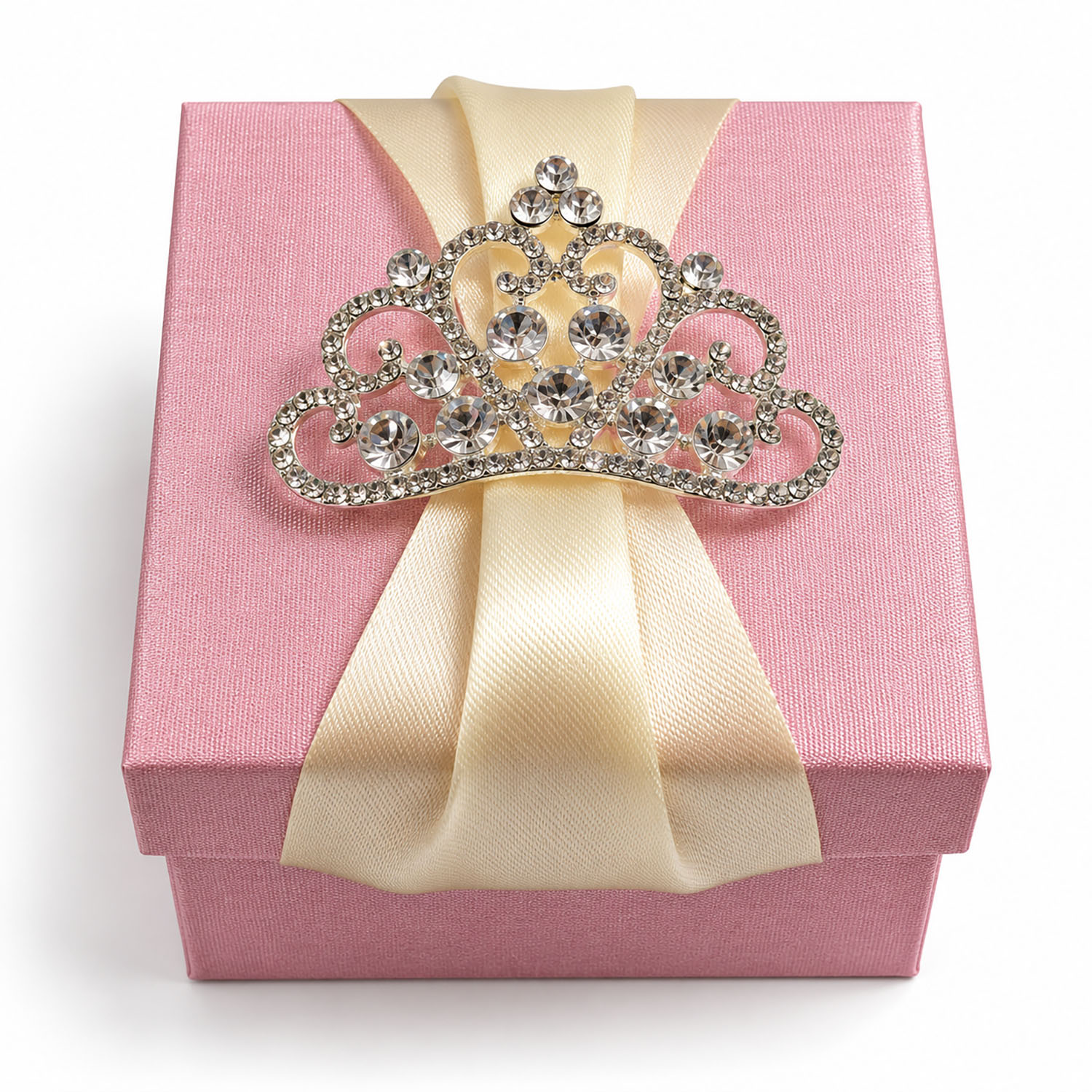 Embellished Pink Silk Wedding Favor Box