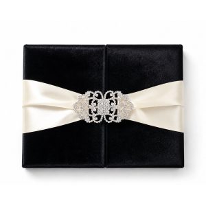 Luxury Black Velvet & Silk Couture Wedding Invitation Folio