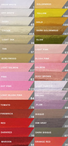 Faux silk color chart