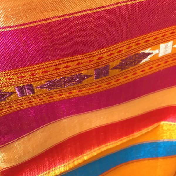 Orange pattern Thai silk fabric