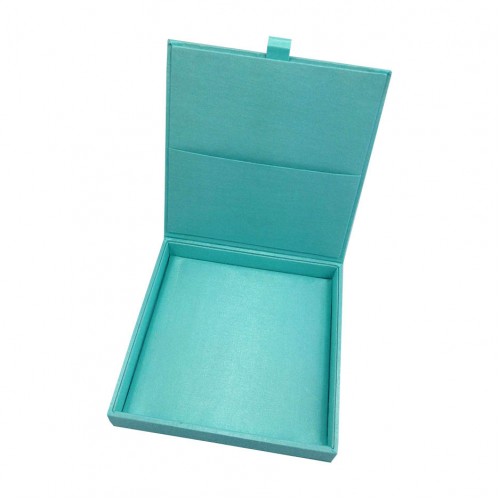 Aqua blue silk invitation box