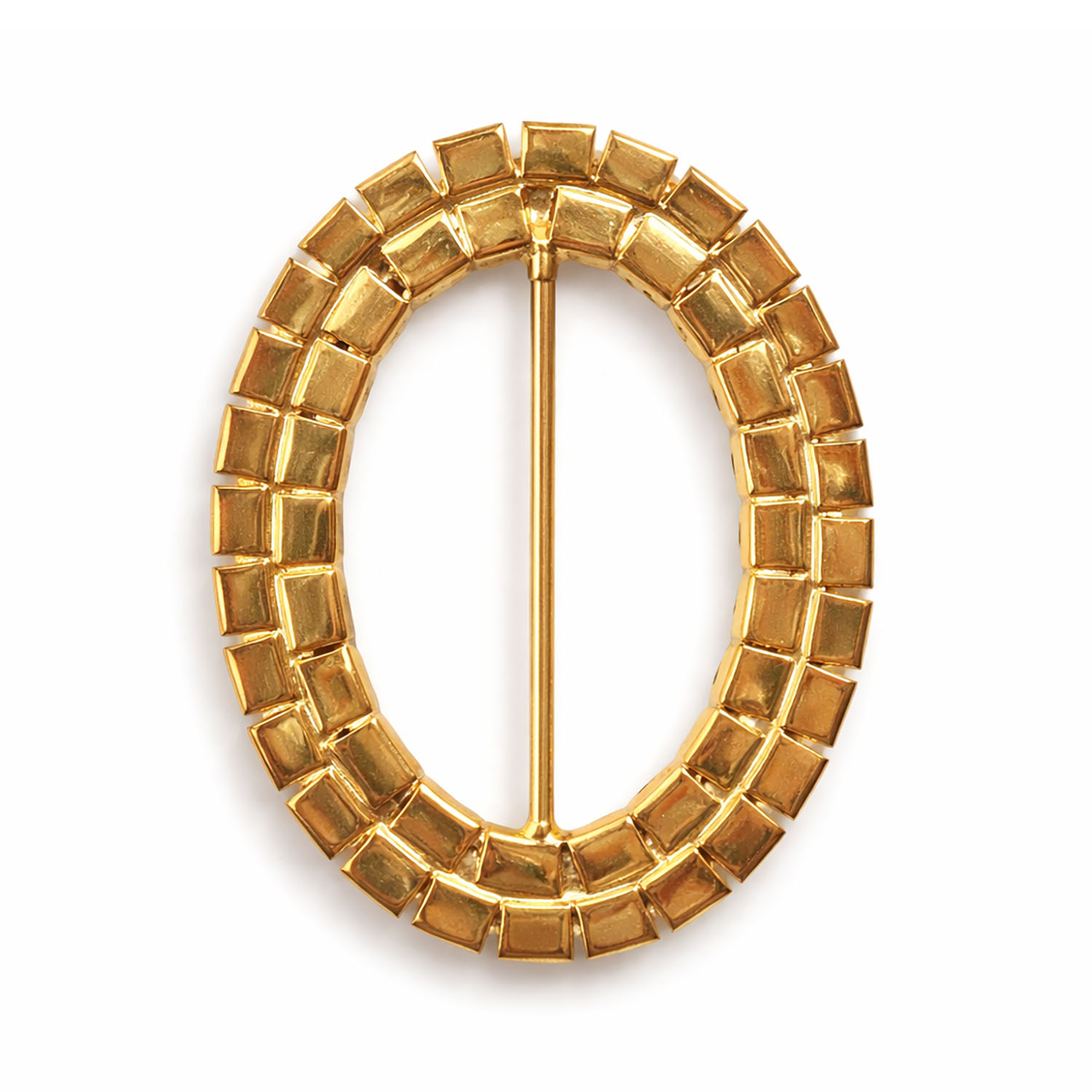 Back view of gold rhinestone buckle