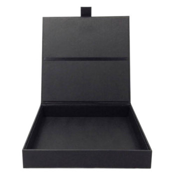Black card-stock wedding invitation boxes