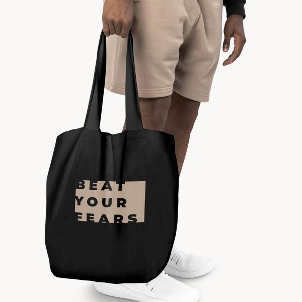 Black 100% cotton shopping bag