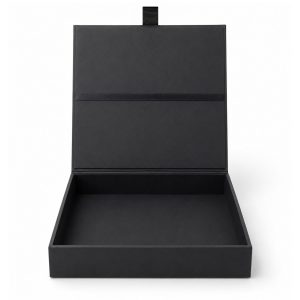 black luxury hinged lid paper invitation box