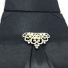 Crown Brooch Embellished Luxury Black Silk Fabric Covered Tri-Fold Invitation Card Folder - Image 3