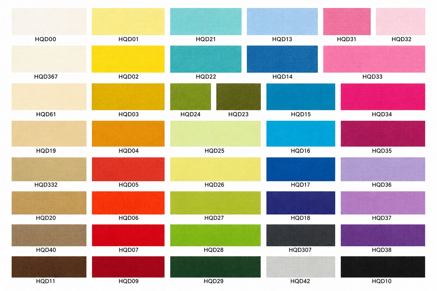 Cotton canvas color chart