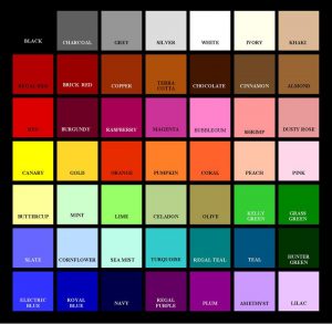 Cotton fabric color chart