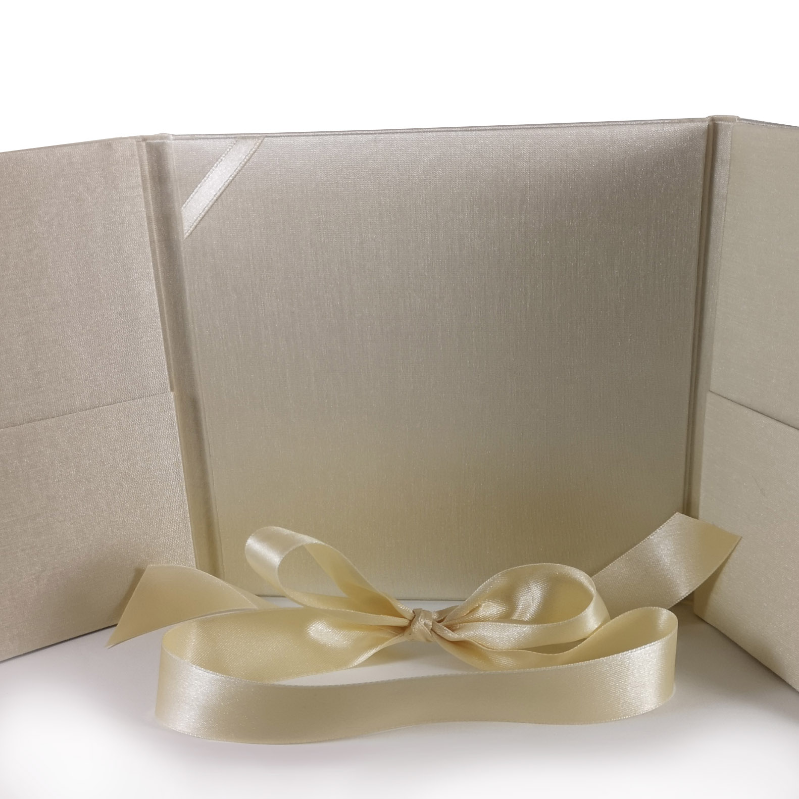 CREAM COLOR DUPIONI SILK INVITATION FOLIO FOR WEDDING EVENT 