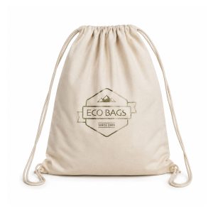 Custom logo printed coton canvas drawstring backpack