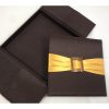 WEDDING INVITATION BOX WITH INSERT IN DARK BROWN SILK - Image 2