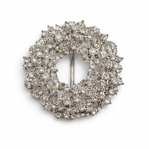 Nickel Plated Round Flower Rhinestone Buckle