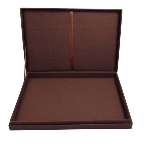 brown hinged lid wedding invitation box