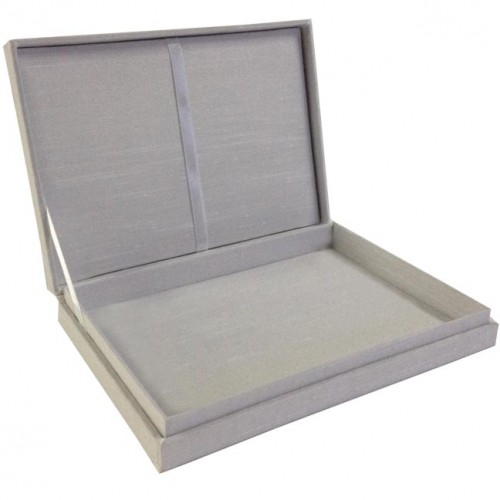 Hinged lid dupioni silk box for wedding cards