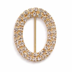Gold oval rhinestone buckle