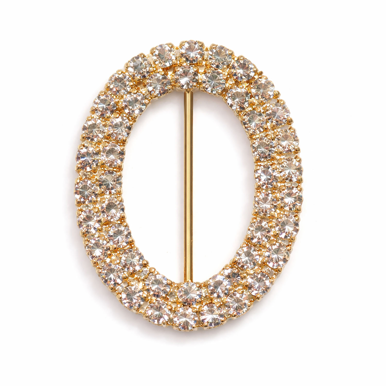 Gold oval rhinestone buckle
