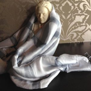 hand-woven gray Thai raw silk shawl