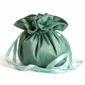 Green Dupioni Silk Jewelry Pouch