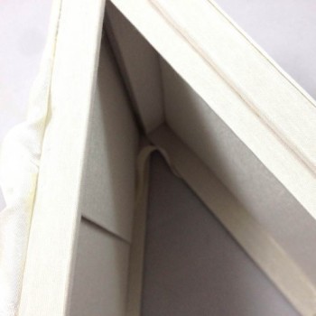 Detail view of silk invitation box