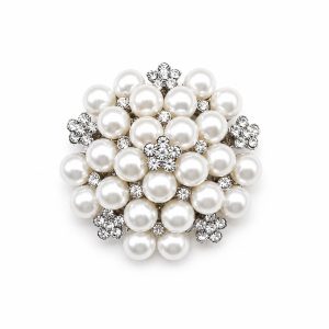 Large pearl wedding brooch