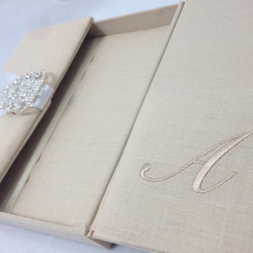 Luxury linen wedding invitation box