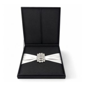 luxury black hinged lid box for invitation cards