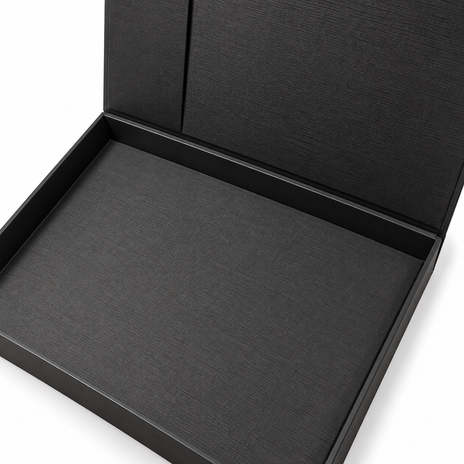 luxury black hinged lid invitation box close up picture