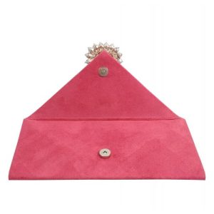 Opened view of suede envelope