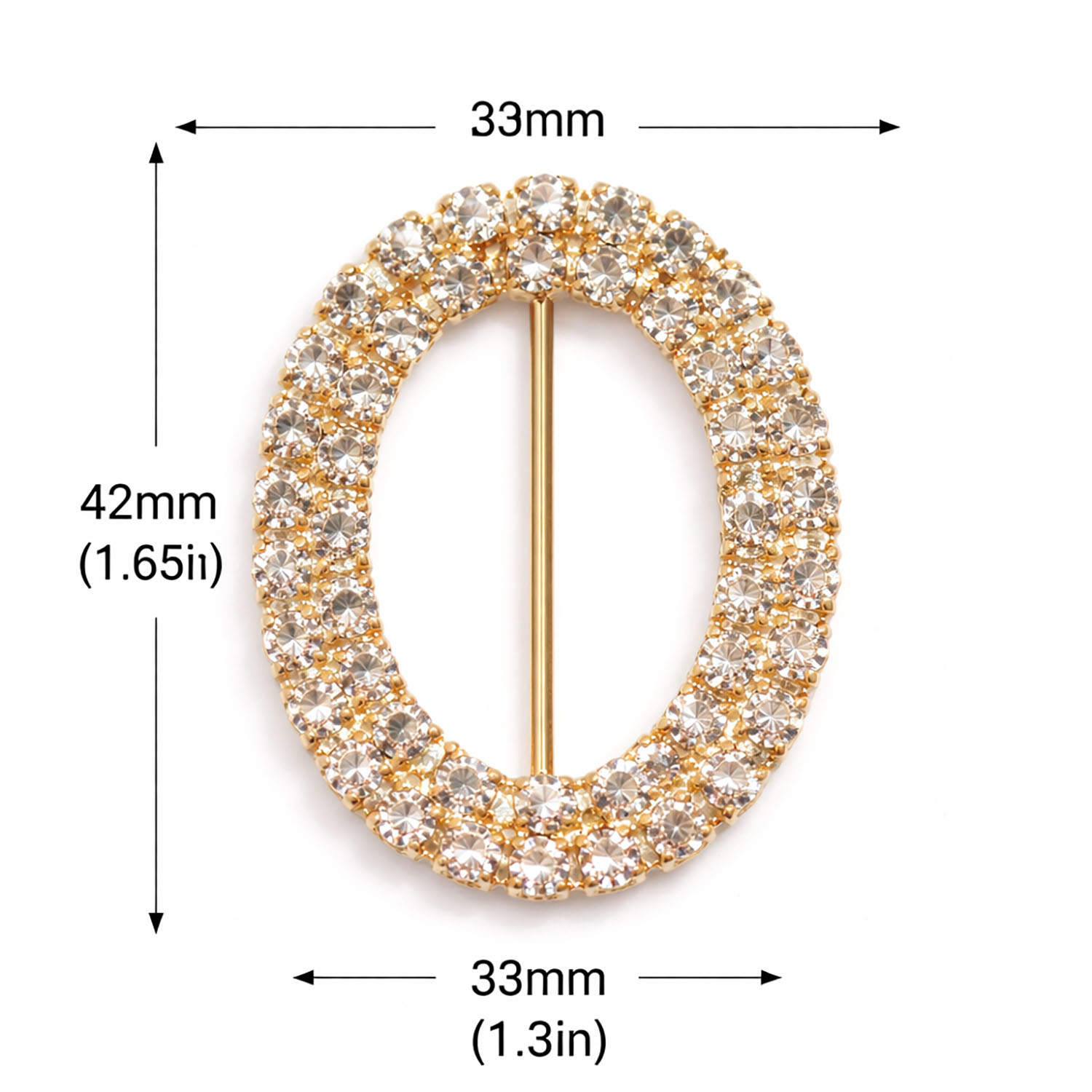 Measurements gold rhinestone buckle from Thailand