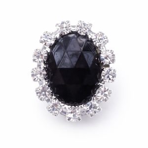 Oval Black Onyx Crystal Brooch