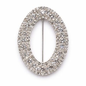 Oval Crystal Buckle Brooch