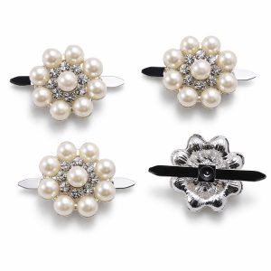 Pearl button wedding brooch