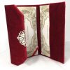 Luxury velvet invitation in red with pearl crown brooch