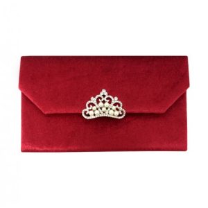 Luxurious red velvet clutch bag for invitation cards