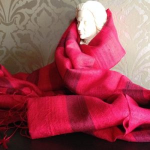 red raw silk shawl
