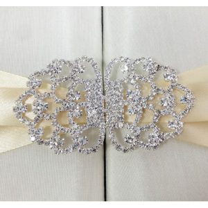 Silver plated rhinestone clasp with crystal