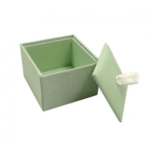 Light mint green wedding favor box with ribbon holder