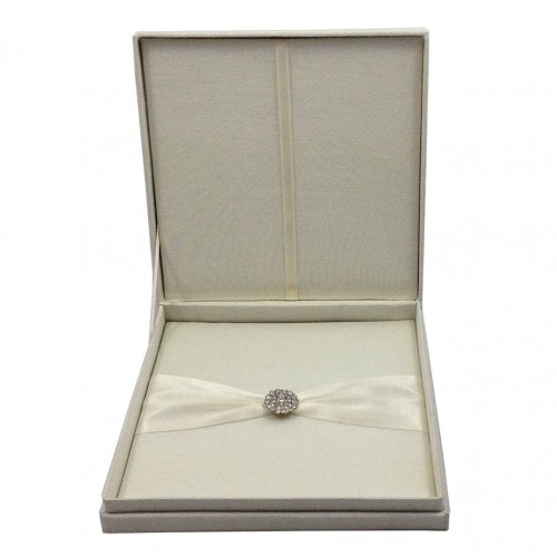 Hinged lid silk box with removable pad for wedding cards