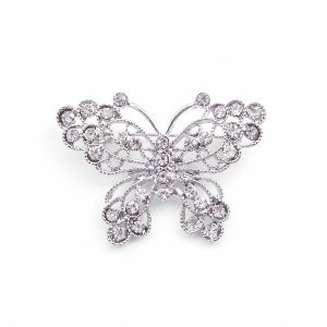 Silver butterfly wedding brooch
