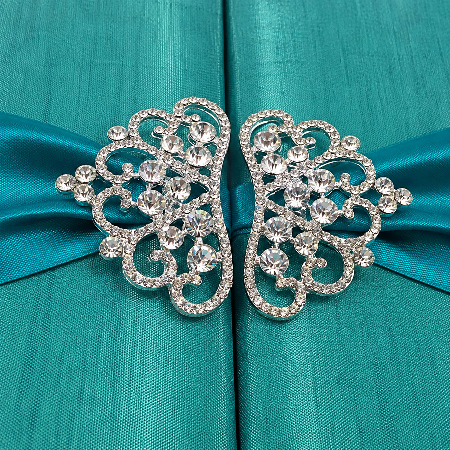 Turquoise Silk Invitation Box 6×6×1 Inches - Image 3