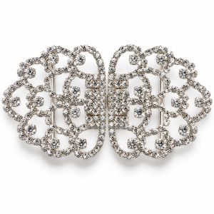 silver rhinestone-crystal interlock clasp wedding invitations