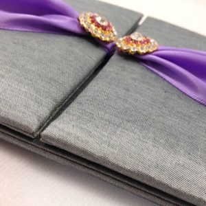 Luxury silver silk wedding folder