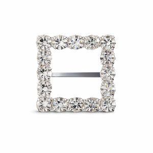 Silver Square Rhinestone Buckle