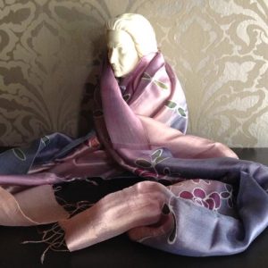 Taffeta sil shawl from Chiang am with hand-painted flower motive
