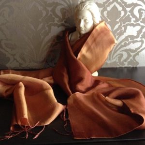 Bronze color taffeta silk shawl with two tone design