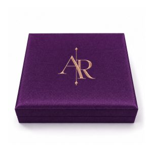 the hinged lid monogram embroidery invitation box